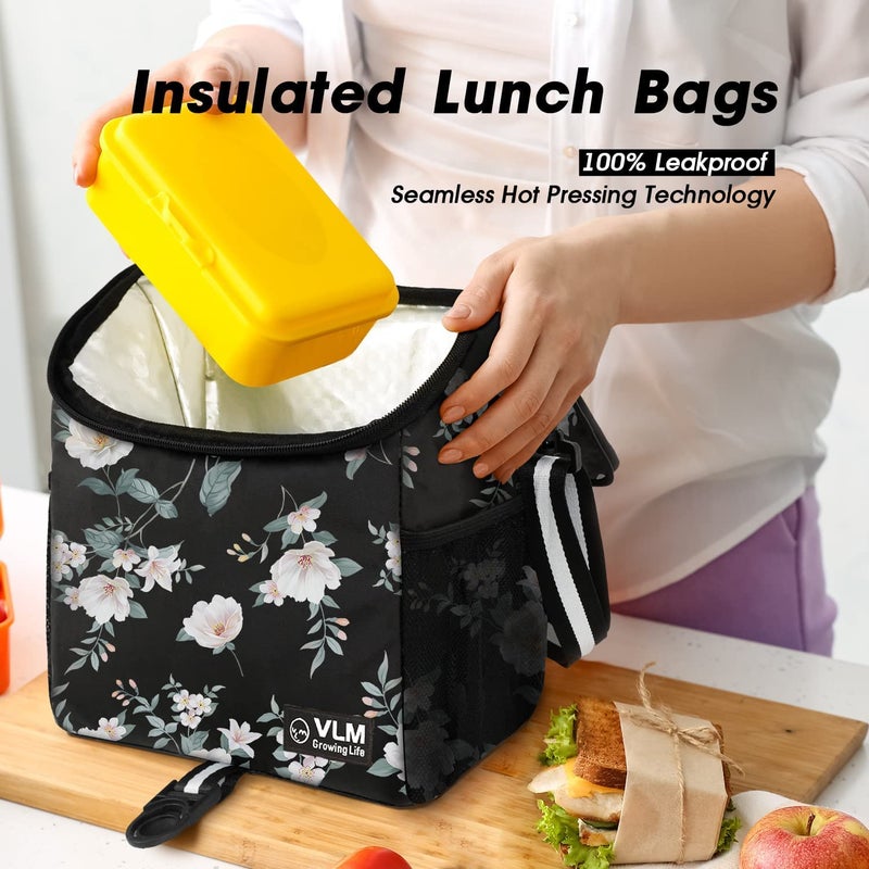VLM Lunch Box for Women, Insulated Lunch Bag Women with Adjustable Shoulder Strap, Cute Lunch Tote Bag for Work,Picnic,Camping - Image 3